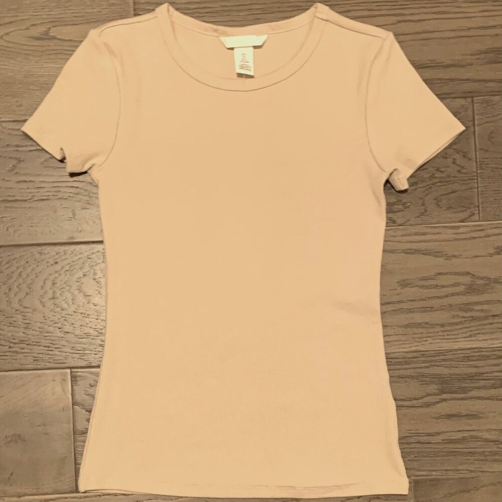 ribbed cream H&M top